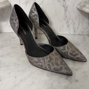Pelle Moda Silver Leopard Heels